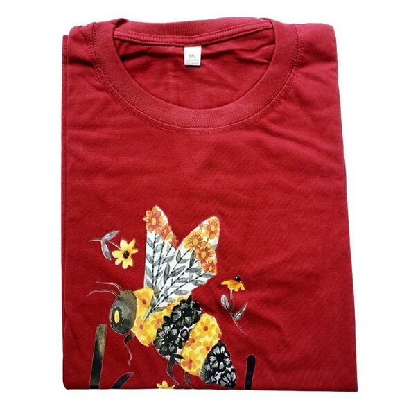 CASUAL Red crew neck Printed Tee Shirts Tops - Picture 3 of 5